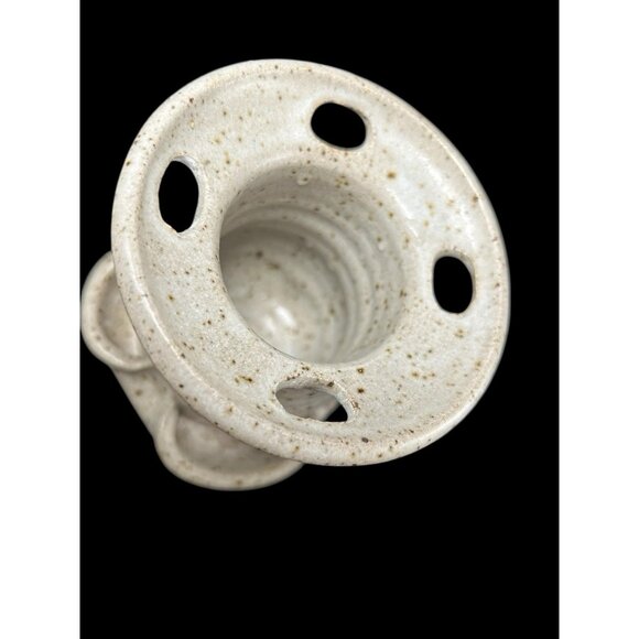Hand thrown Pottery Stoneware 4 Slot Toothbrush Holder Natural w Brown Speckles - Picture 4 of 8